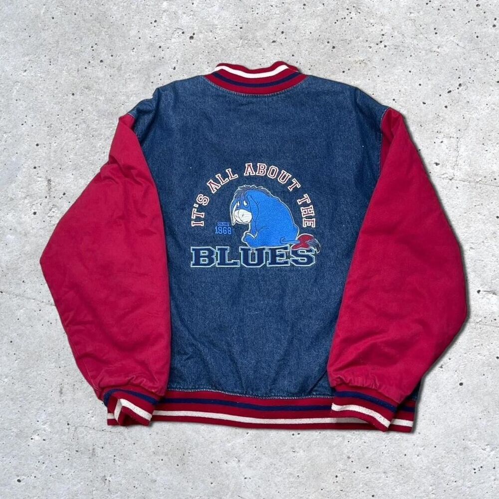 Vintage Retro Disney Eeyore Varsity Letterman Bomber Jacket XL